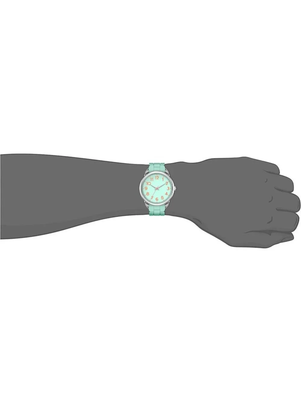 Women's Mint Big Face Easy Reader Silicone Strap Water Proof 35MM Wrist Watch